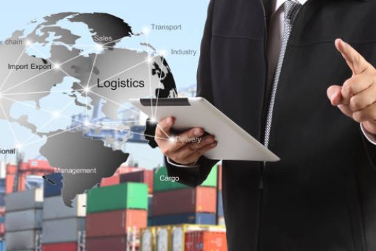 businessman is working with Transportation, import-export, logistic, shipping business management